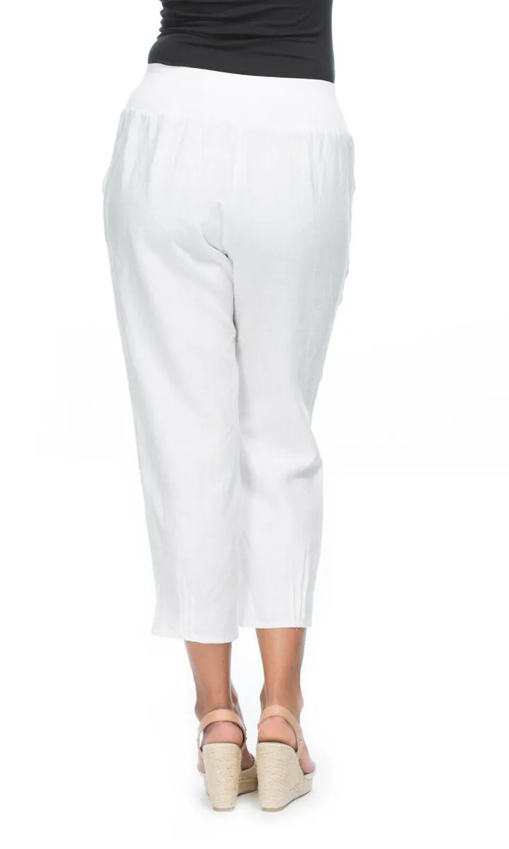 Linen Pant Jersey Waist White