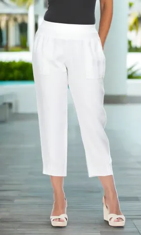 Linen Pant Jersey Waist White