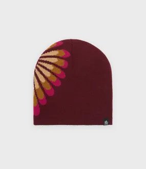 Macro Palm Heart Skully Beanie - Burgundy