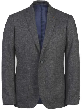 MAGEE Tweed Blazer - Mens Finn Patch Pocket - Grey Sharkskin