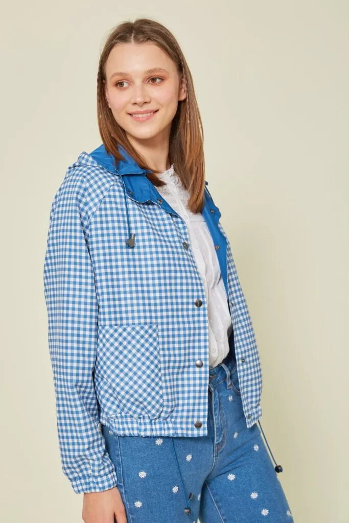 Md'M Blue Check Reversible Jacket