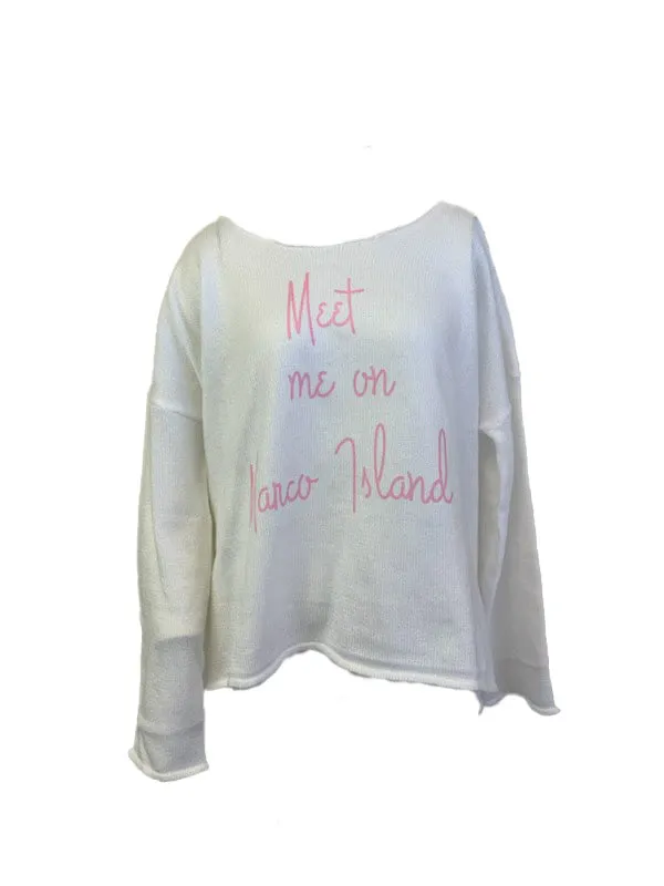 Meet Me on Marco Island Knit Sweater - White/Pink