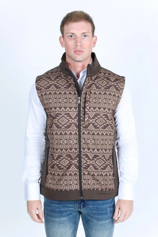 Mens Aztec SoftShell Concealed Carry Water-Resistant Vest - Brown