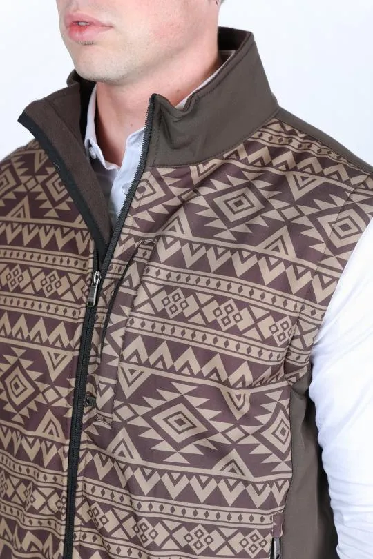 Mens Aztec SoftShell Concealed Carry Water-Resistant Vest - Brown