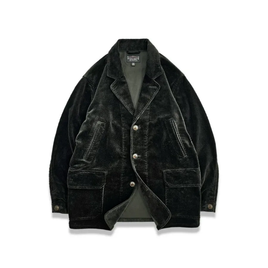 Men's Black Corduroy Safari Jacket