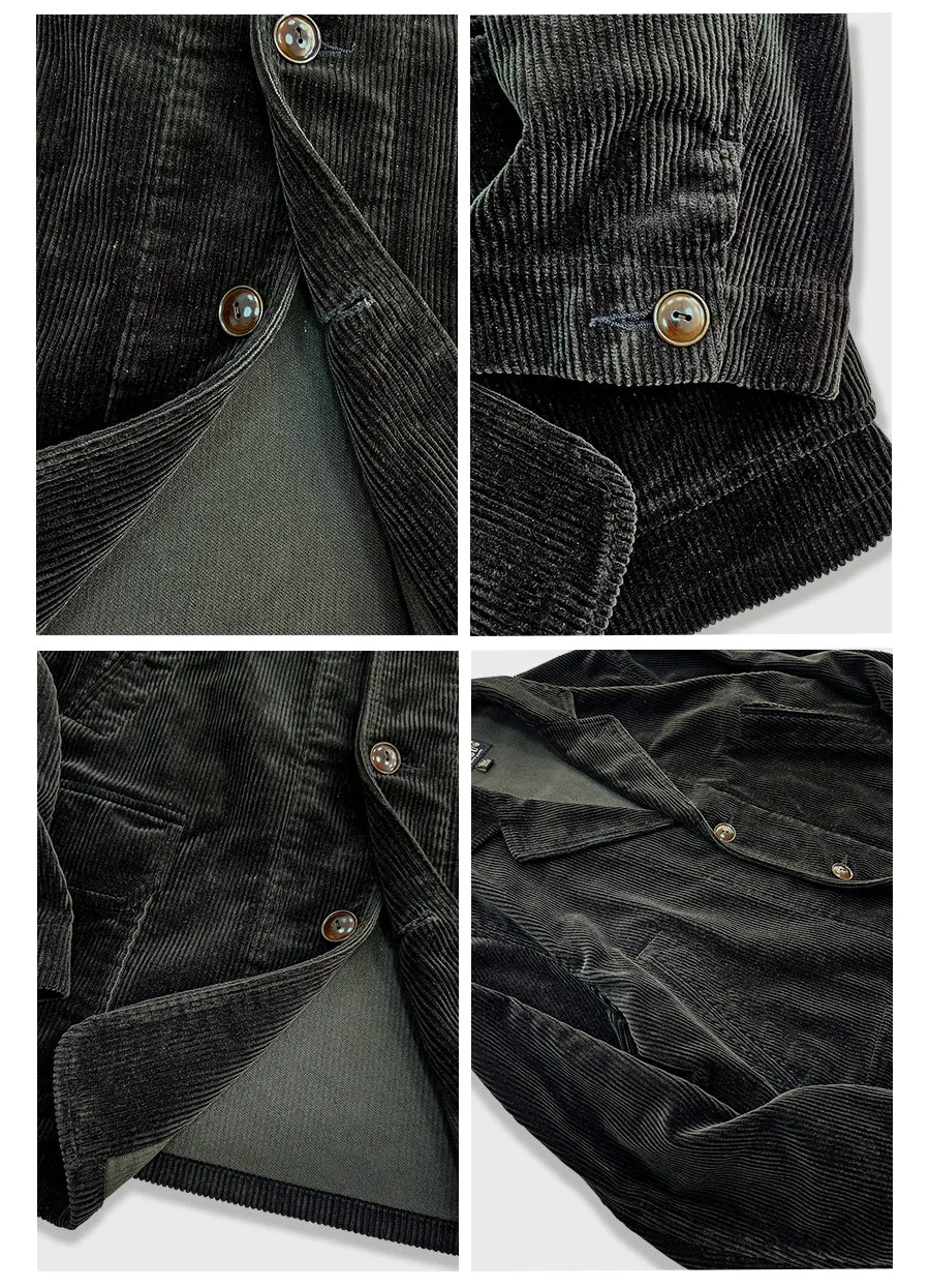 Men's Black Corduroy Safari Jacket