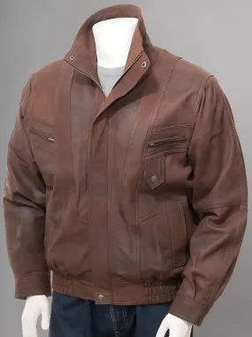 MEN'S BROWN NUBUCK LEATHER BLOUSON