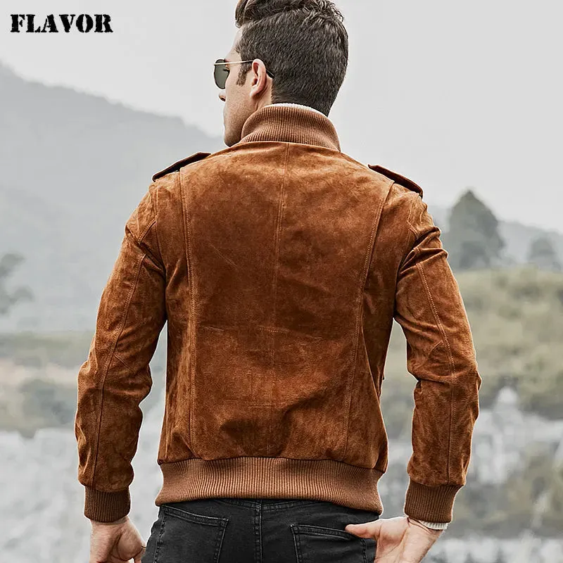 Men's Genuine Pigskin Leather Motorcycle Jacket