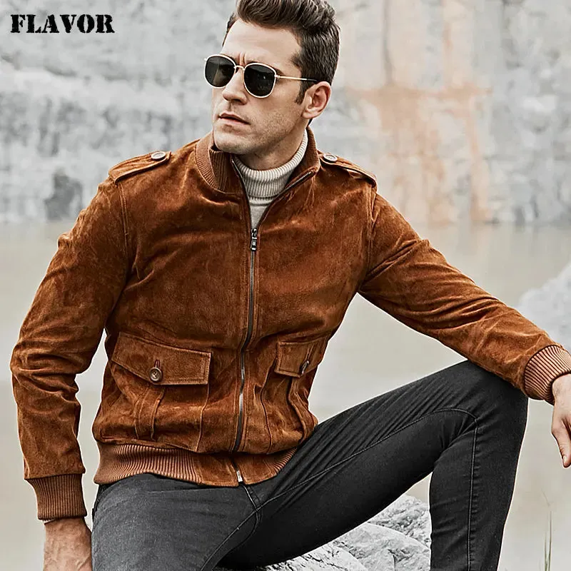 Men's Genuine Pigskin Leather Motorcycle Jacket