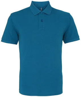 Mens Plain Short Sleeve Polo Shirt - Teal Heather