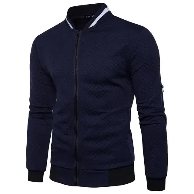 Men's Stylish Striped Stand Collar Winter Coat