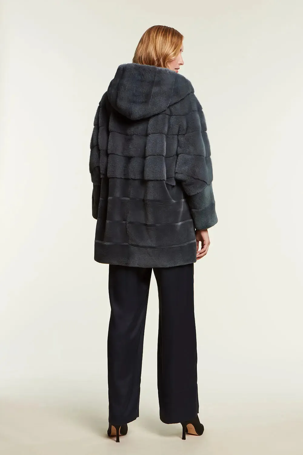 Mink coat with sheared and not sheared mink