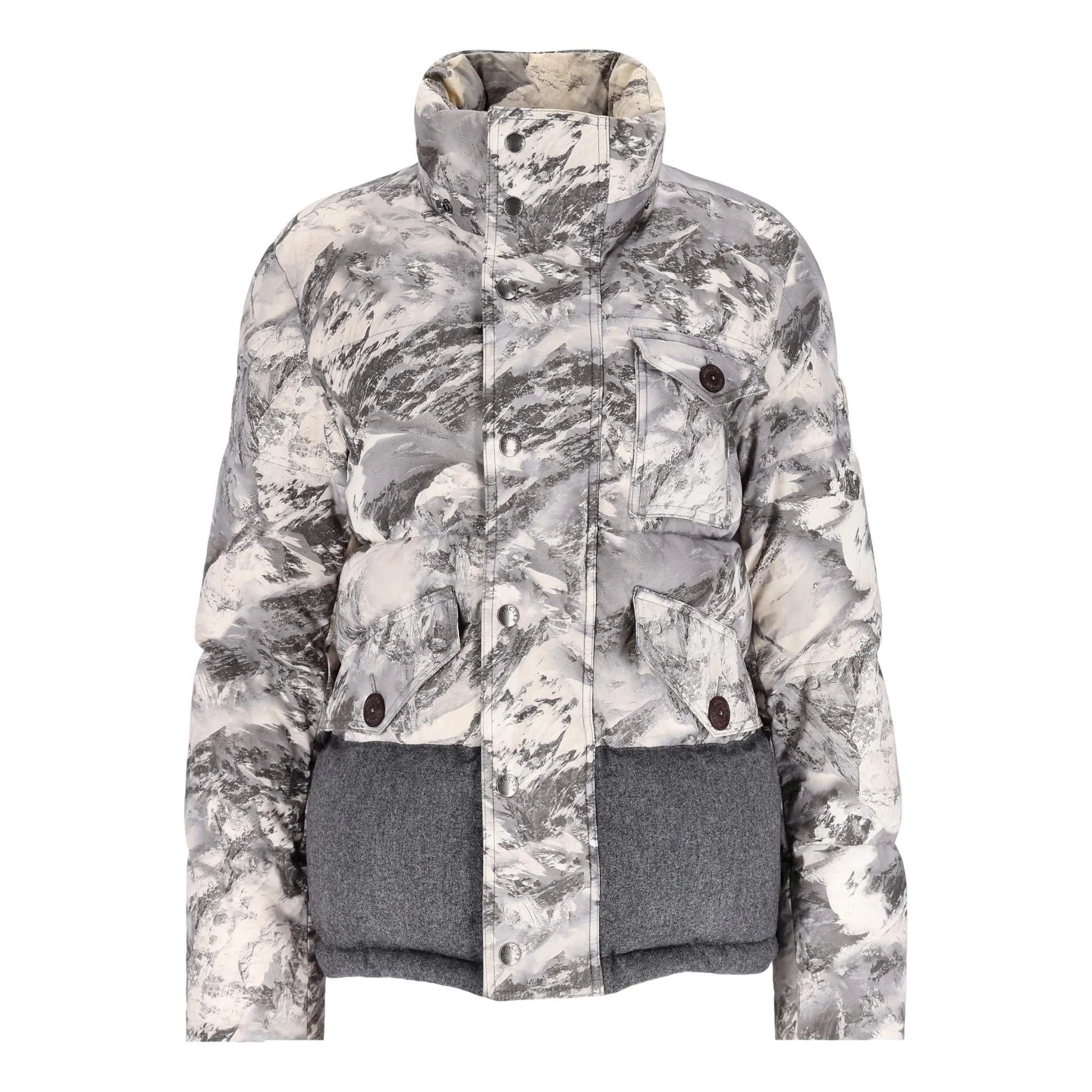 Moncler Evettes Mountain Print Down Puffer Jacket. Size 3