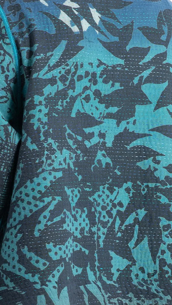 MONOTONE TWILIGHT PRINT KANTHA A-LINE JKT - tp4003-blu -