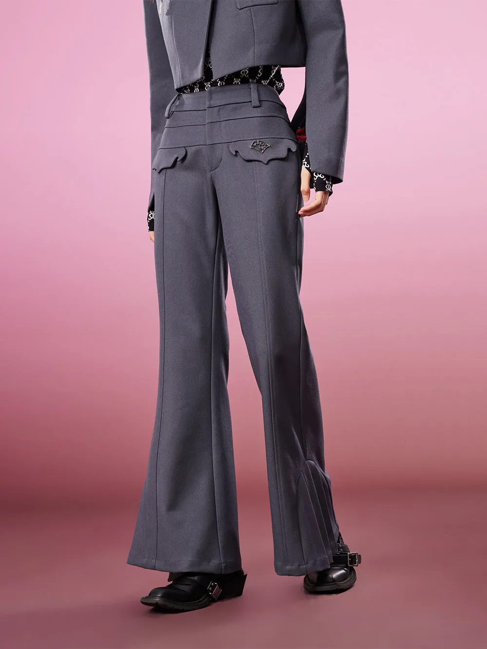 MUKZIN High Waist Flared Wide-leg Trousers