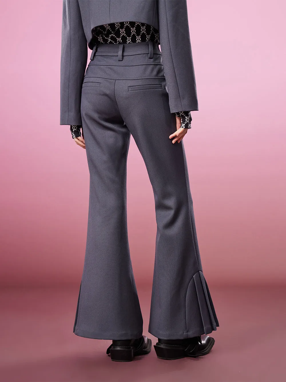 MUKZIN High Waist Flared Wide-leg Trousers