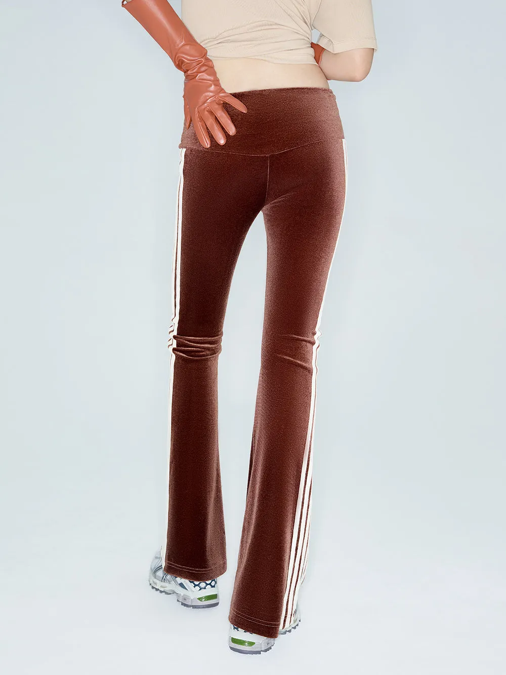 MUKZIN Linglong "Disco" Vintage Velvet Sporty Flared Pants