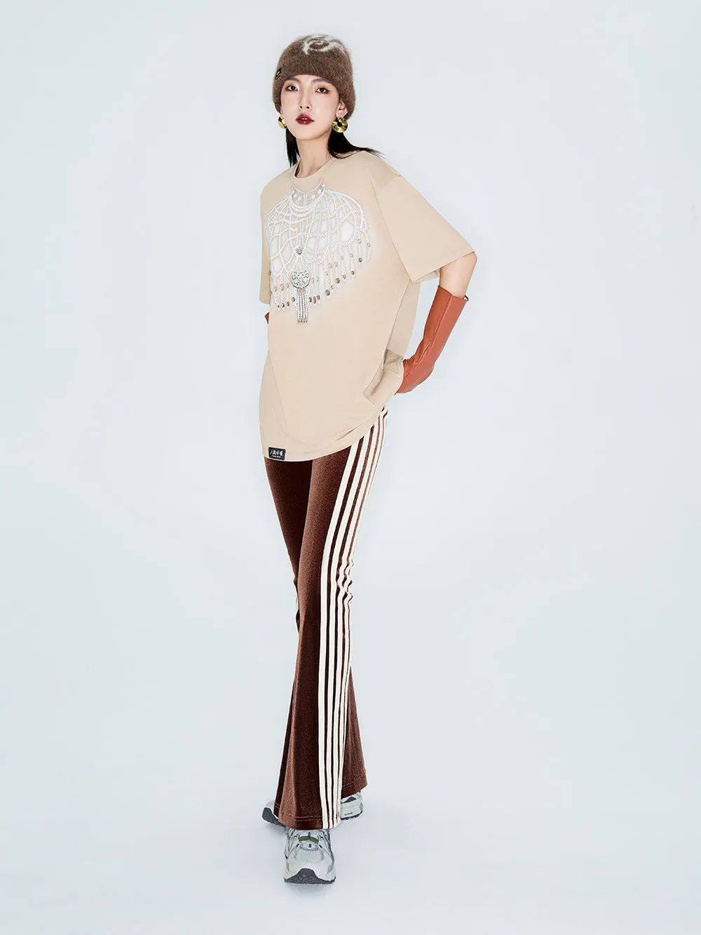 MUKZIN Linglong "Disco" Vintage Velvet Sporty Flared Pants