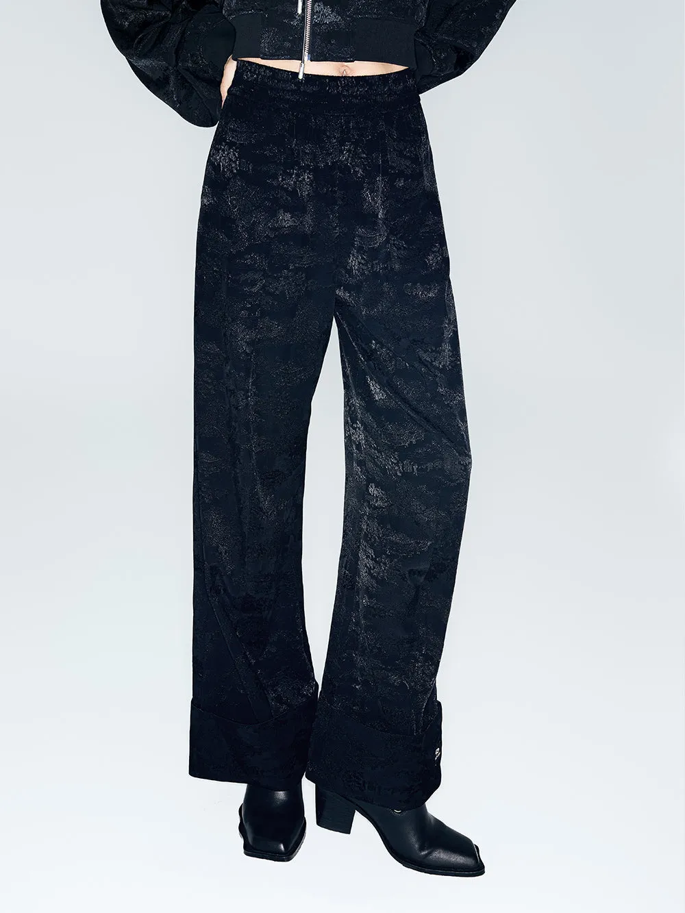 MUKZIN Linglong "Orchid Pavilion" - Elastic Waist Gently Arched Draped Trousers