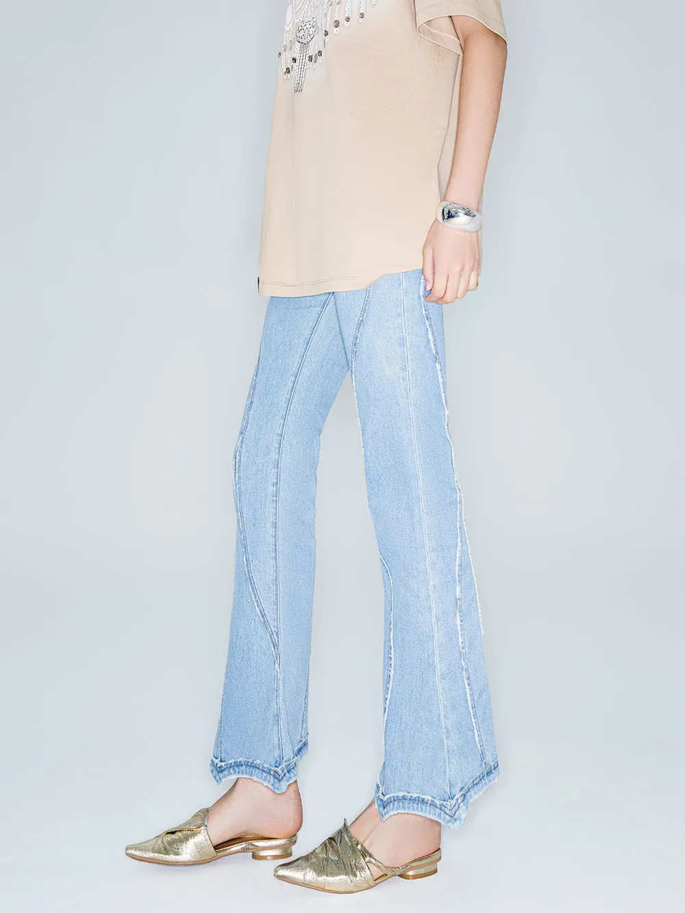 MUKZIN Linglong Series "Pretty Lady" Retro Slim Fit Denim Horseshoe Pants