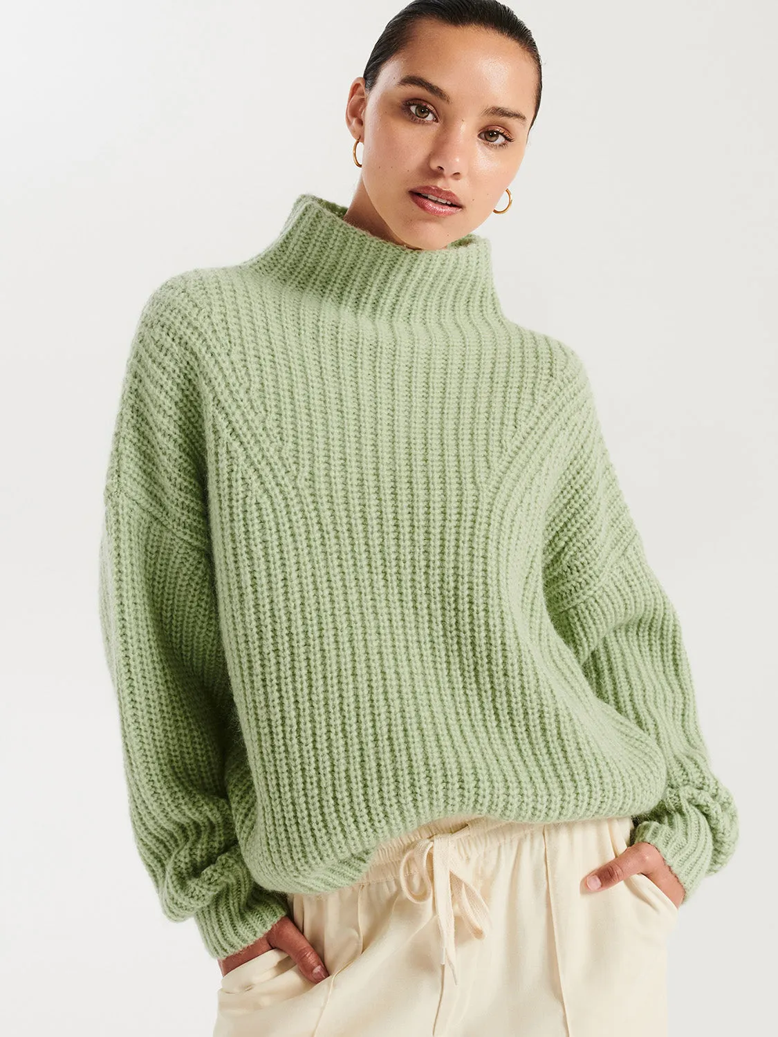 Natalie Knit Sweater - Smoke Green