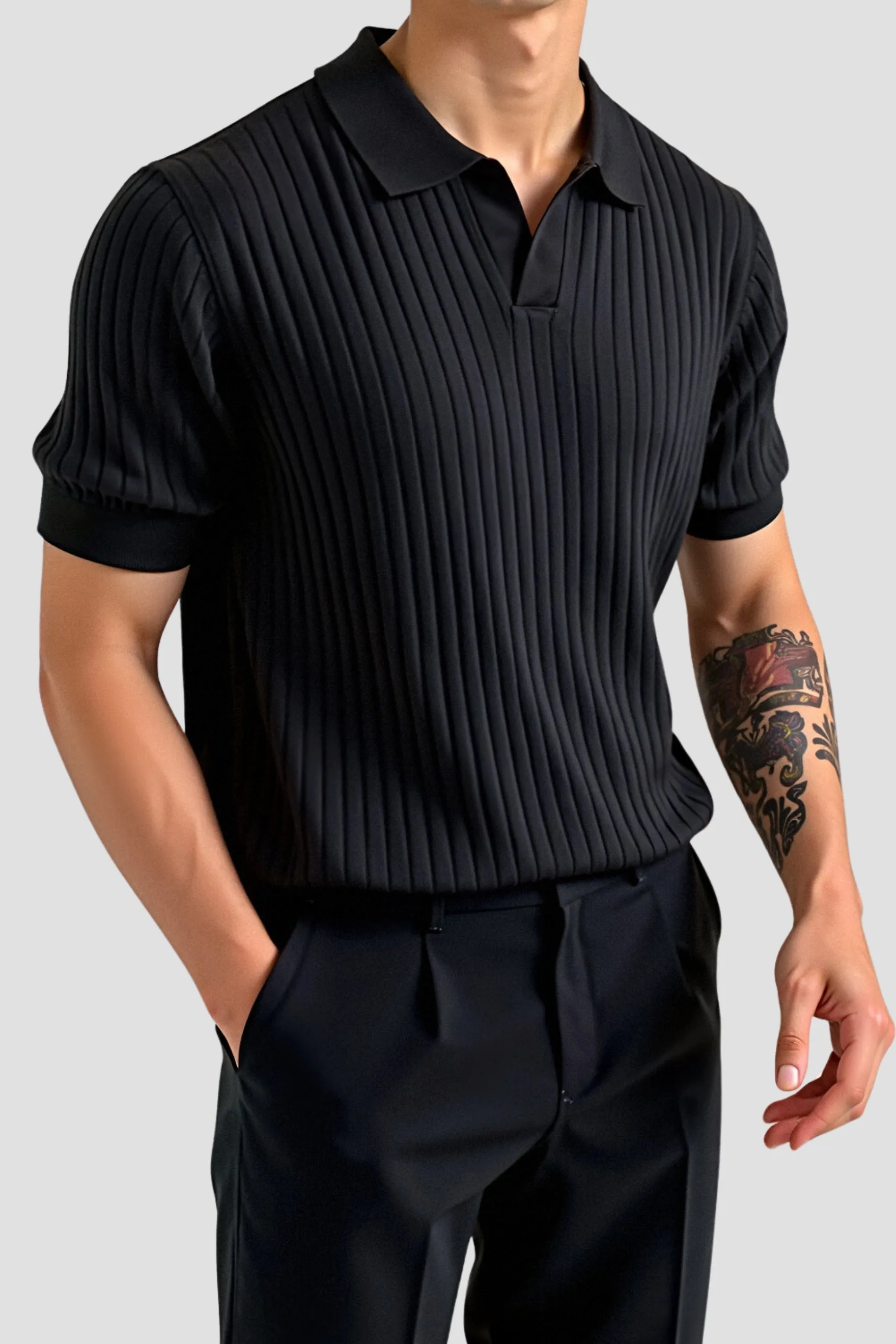 Old Money Stripe Pattern Breathable Polo T-Shirt