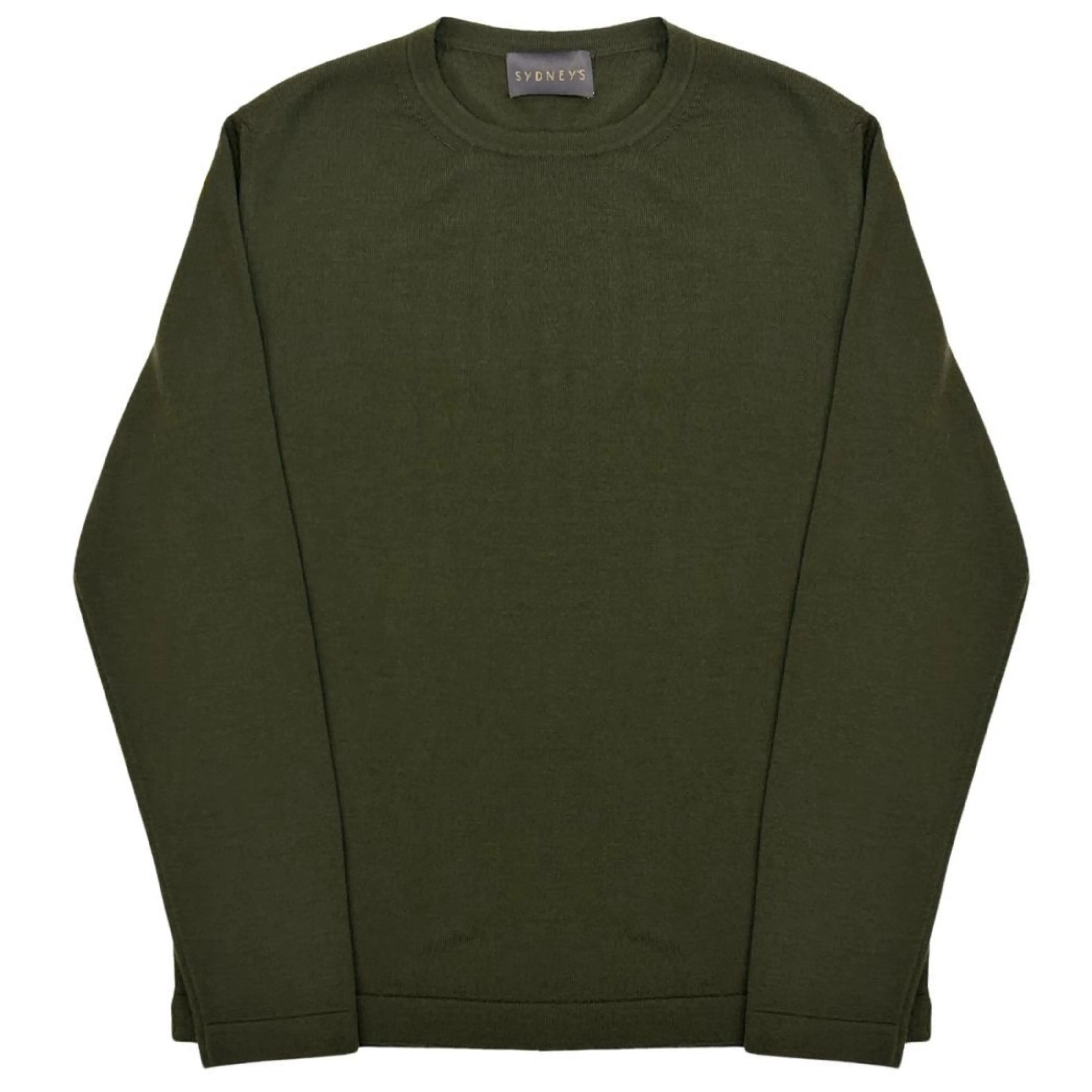 Olive Fine Knit Crewneck Sweater