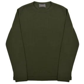 Olive Fine Knit Crewneck Sweater