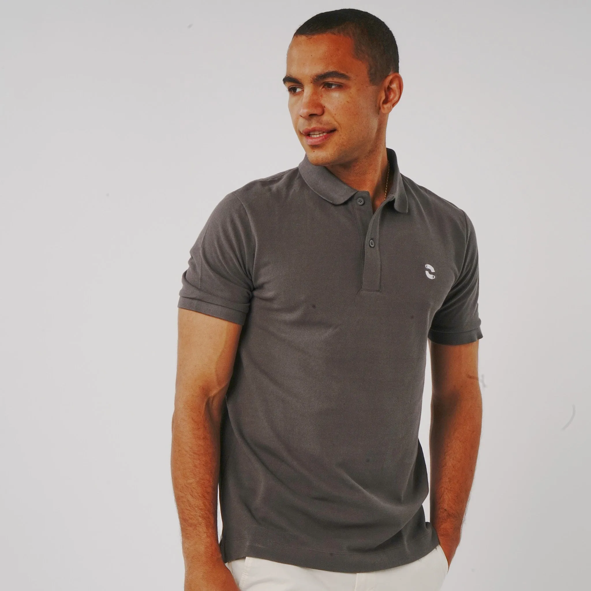 Omnitau Men's Hybrid Organic Cotton Polo Shirt - Anthracite Grey