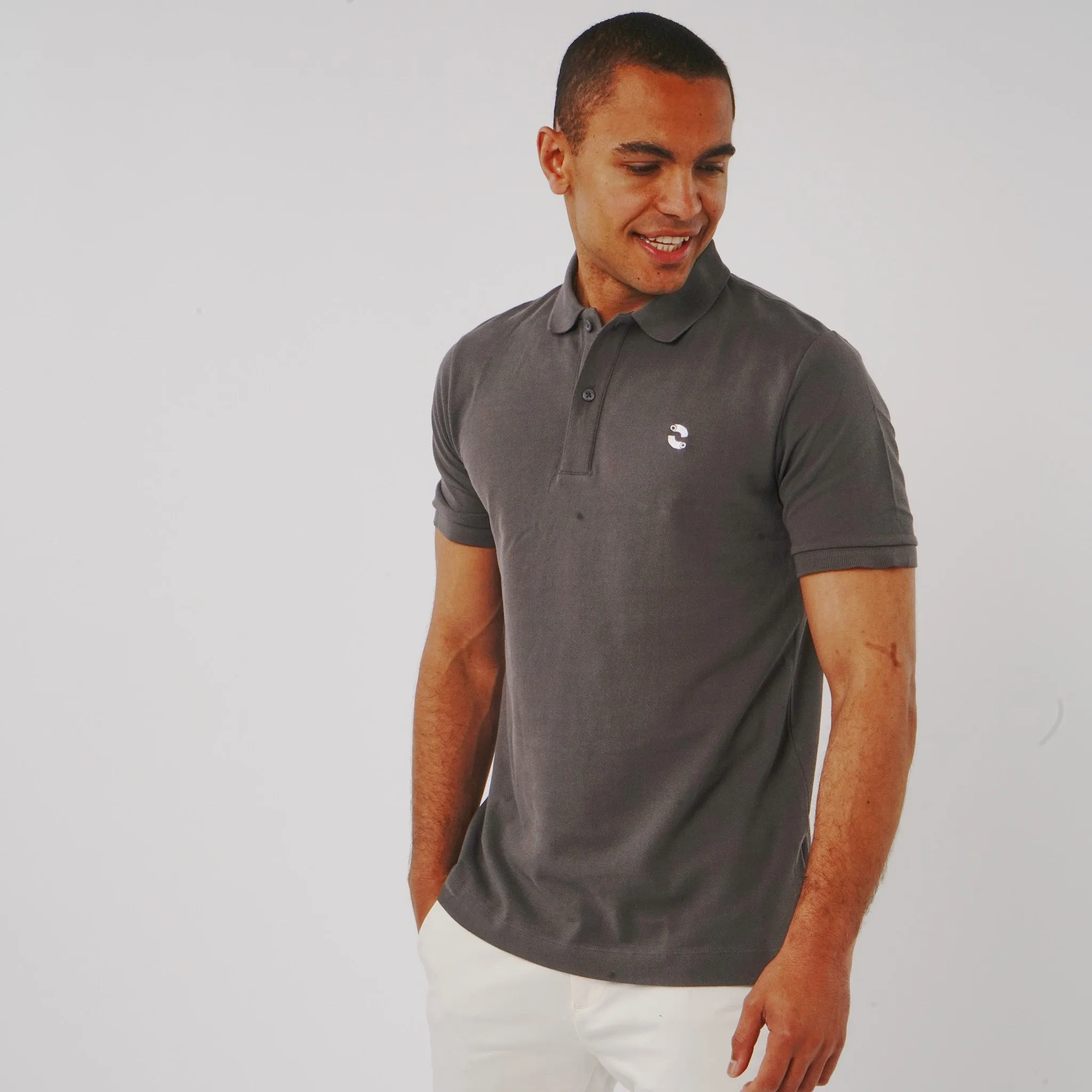 Omnitau Men's Hybrid Organic Cotton Polo Shirt - Anthracite Grey