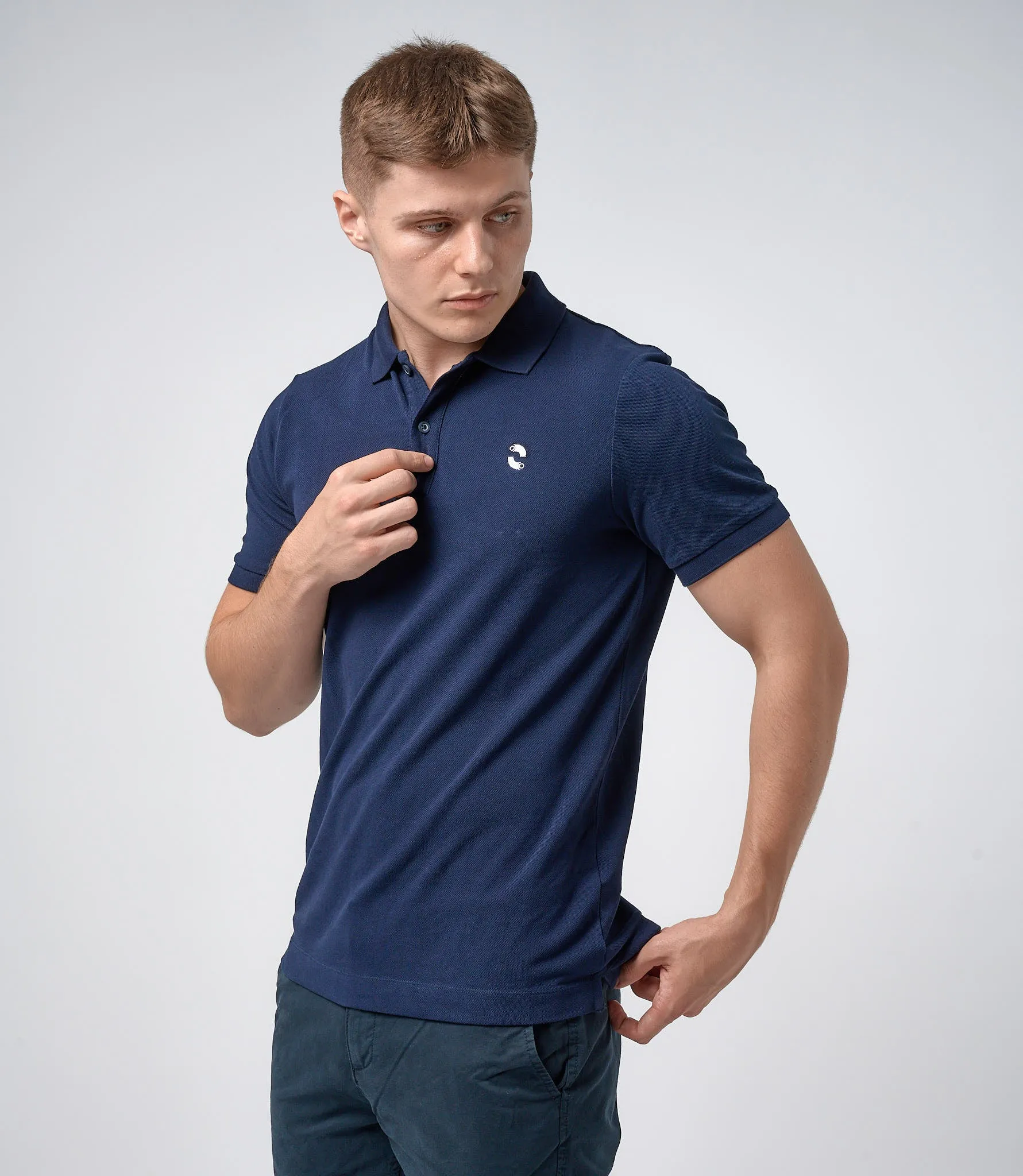 Omnitau Men's Hybrid Organic Cotton Polo Shirt - French Navy