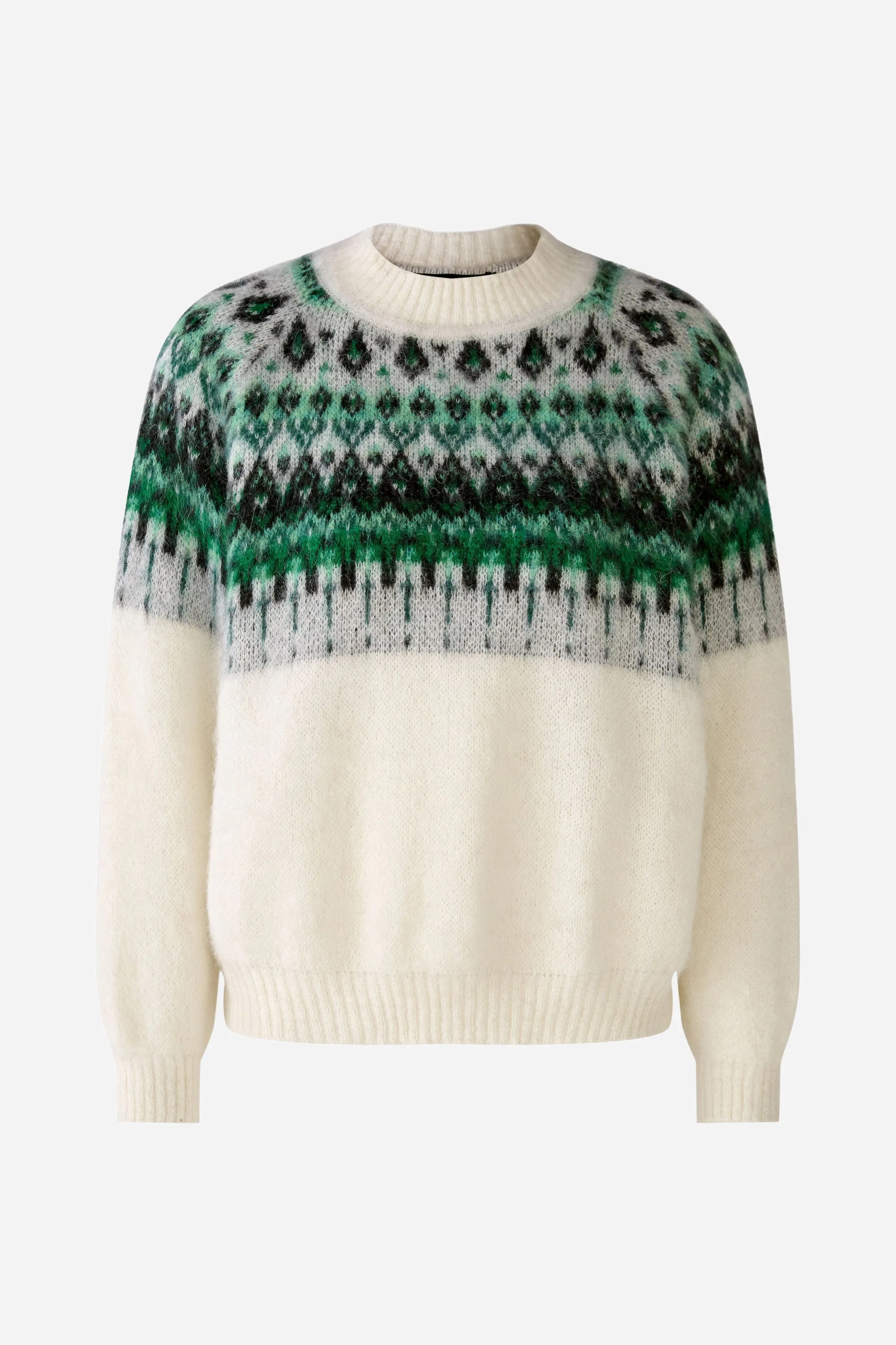 Oui Knitted Sweater Off-white/Green