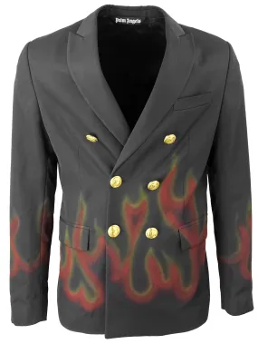 Palm Angels Burning Double Breasted Blazer in Black