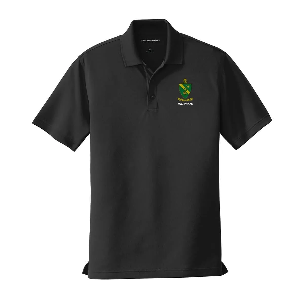 Personalized AGR Crest Black Performance Polo