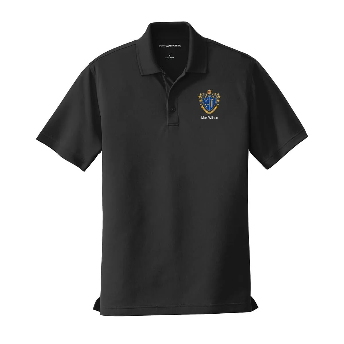 Personalized Chi Phi Crest Black Performance Polo