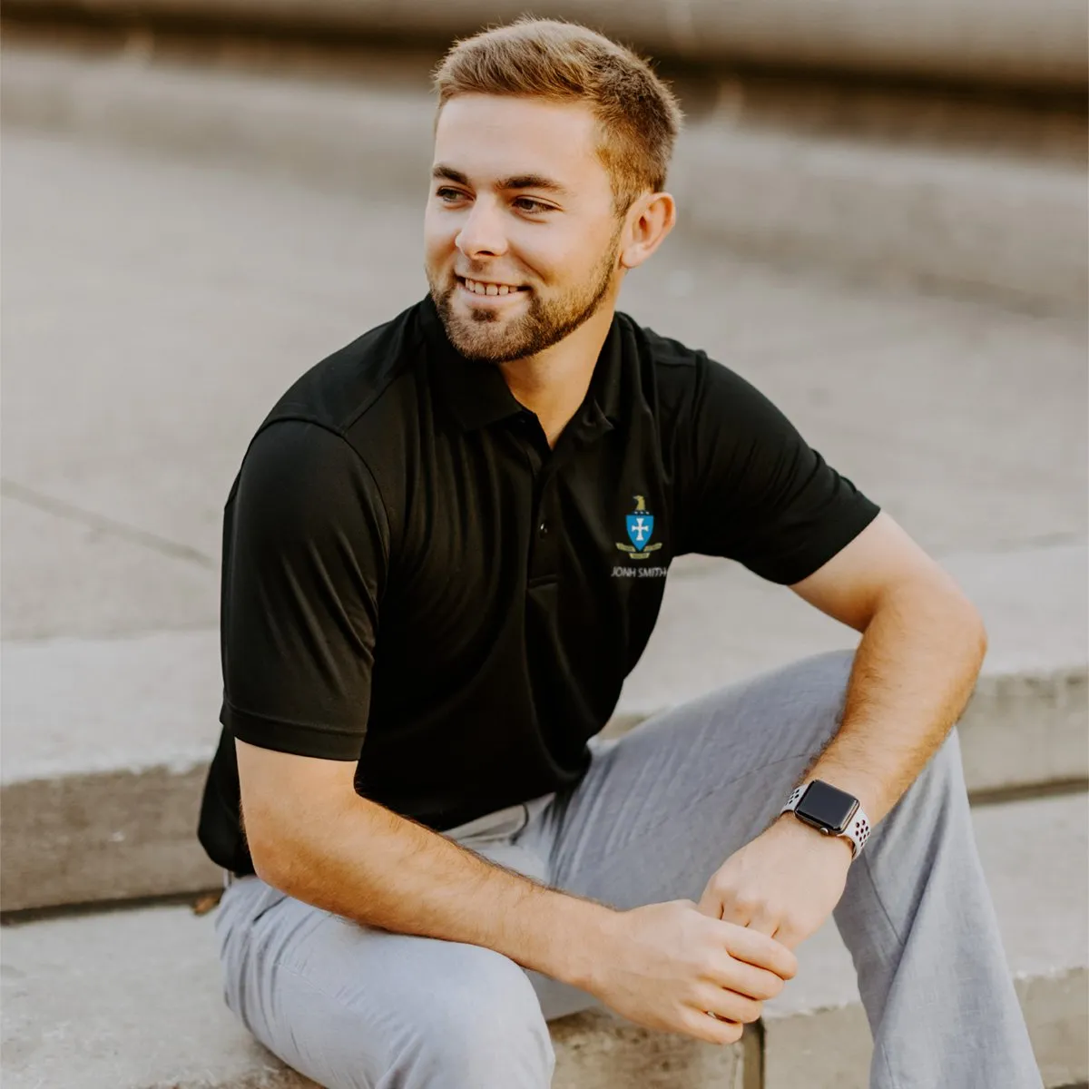 Personalized Chi Phi Crest Black Performance Polo