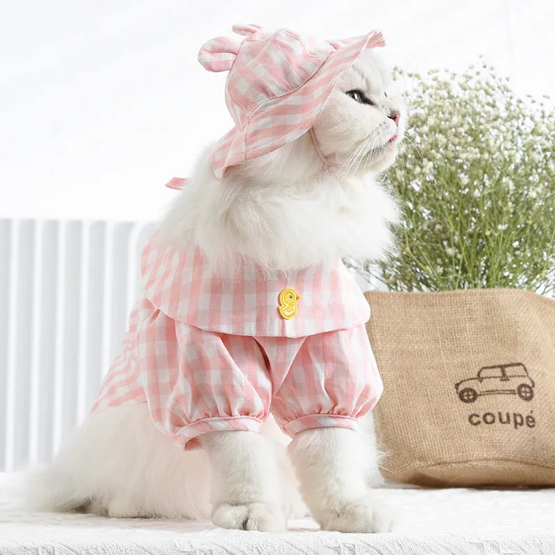 Pet Clothes Plaid Two-Legged Clothes Cat Clothing