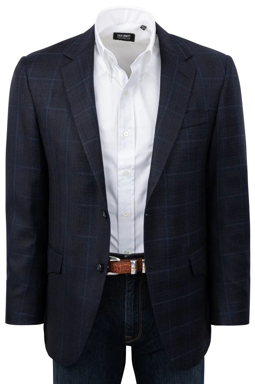 Pinto Ranch Dark Blue Plaid Sport Coat