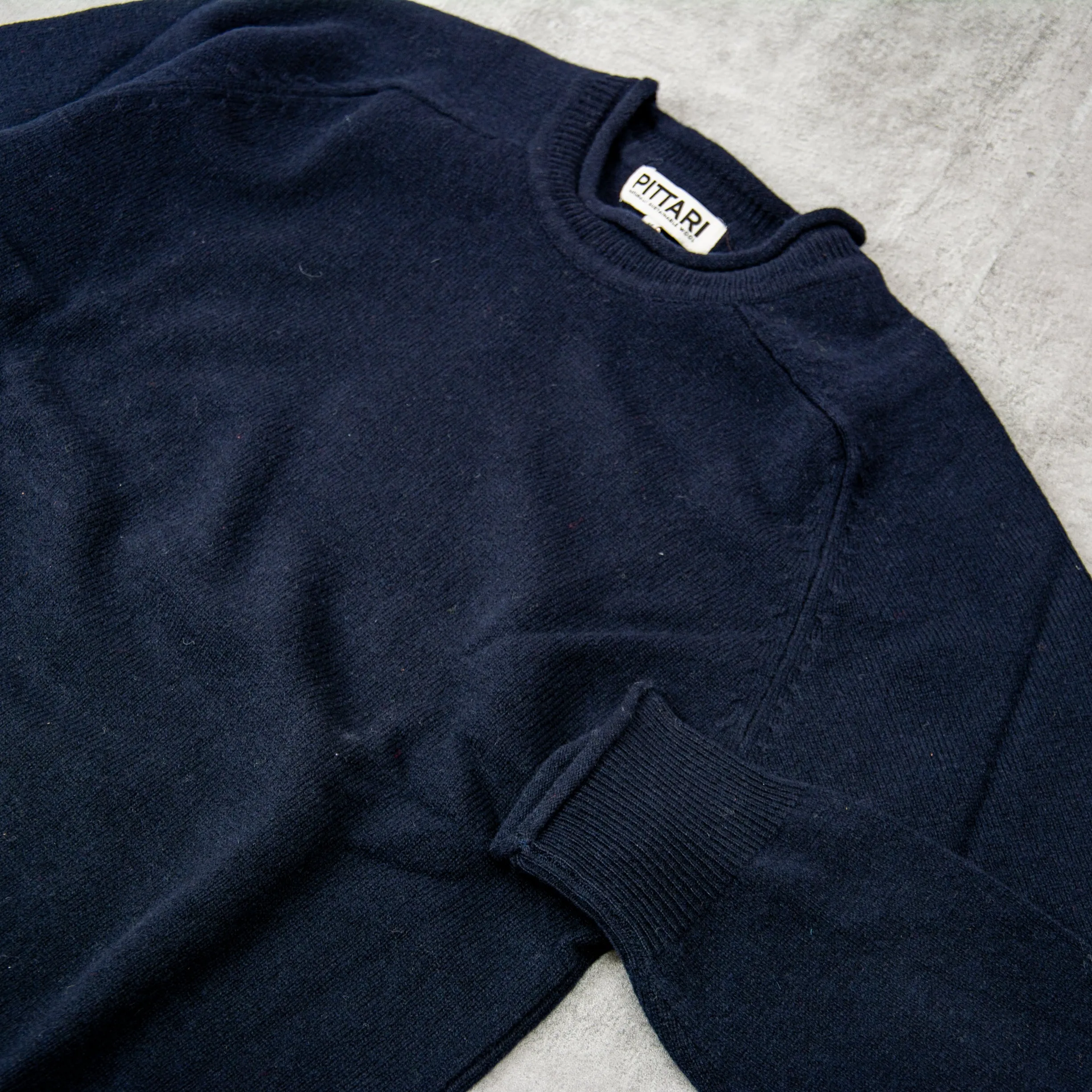 Pittari Usk Wool Fine Knit Sweater - Navy