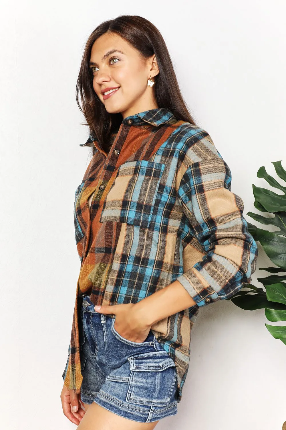 Plaid Perfection Longline Shirt Jacket