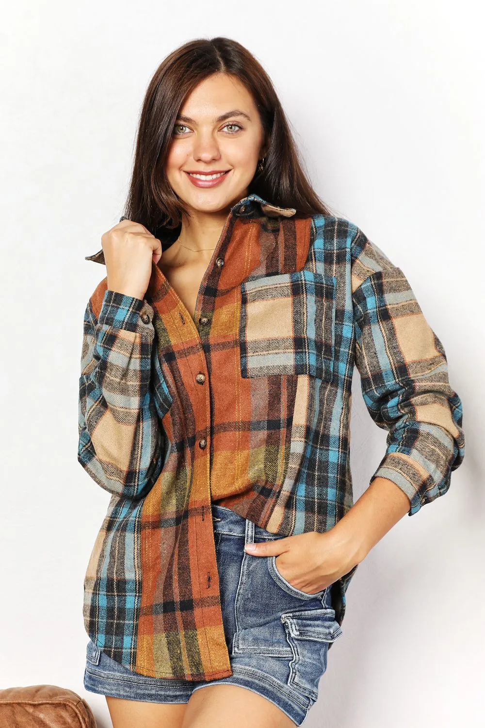 Plaid Perfection Longline Shirt Jacket