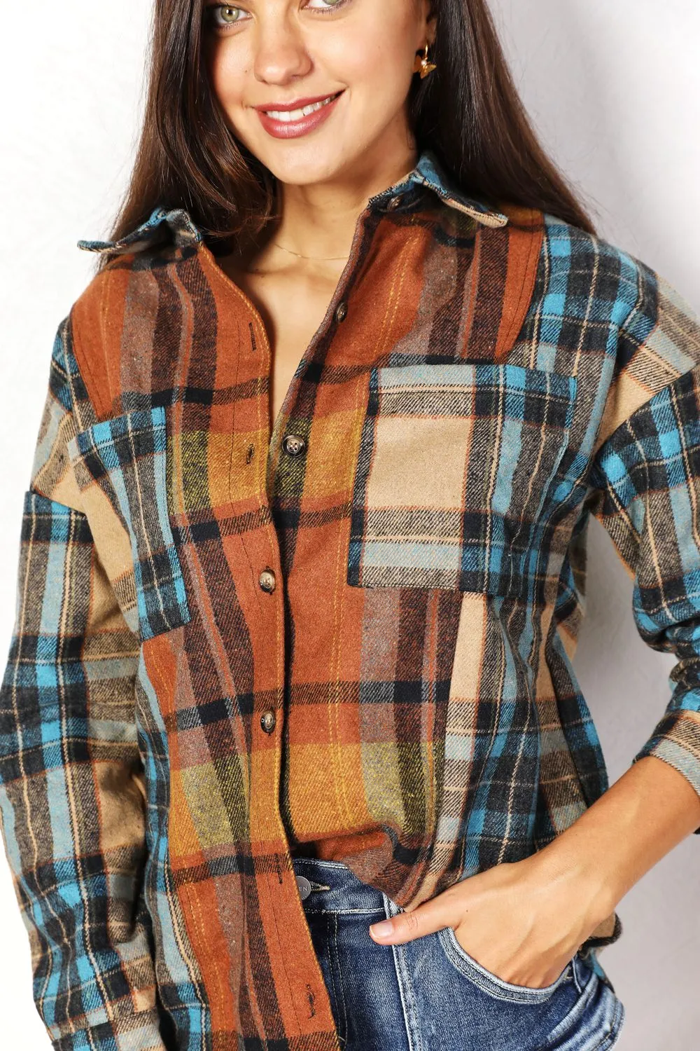 Plaid Perfection Longline Shirt Jacket