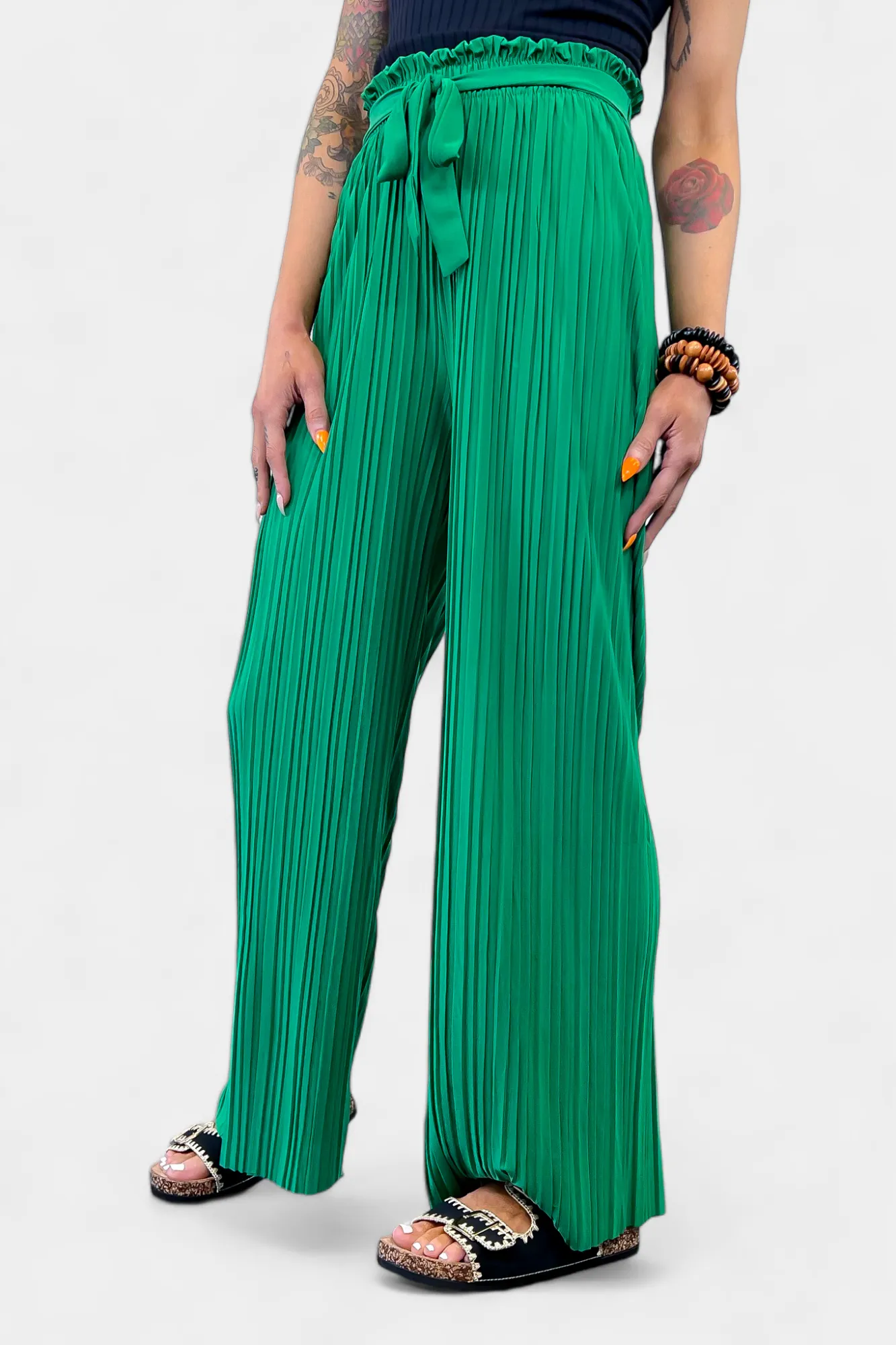 Pleated Wide Leg Pants