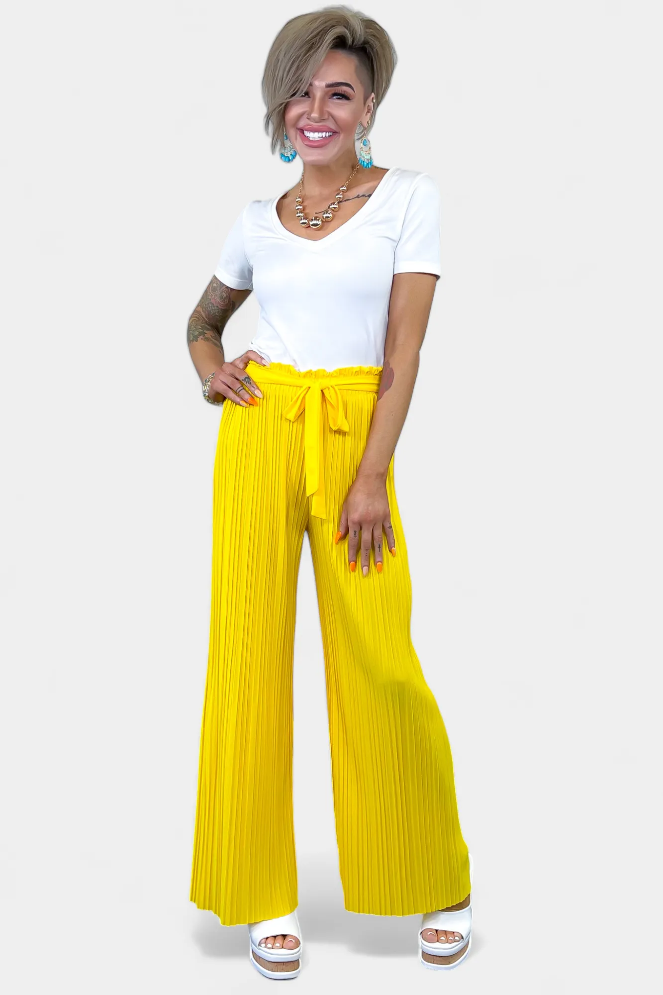 Pleated Wide Leg Pants