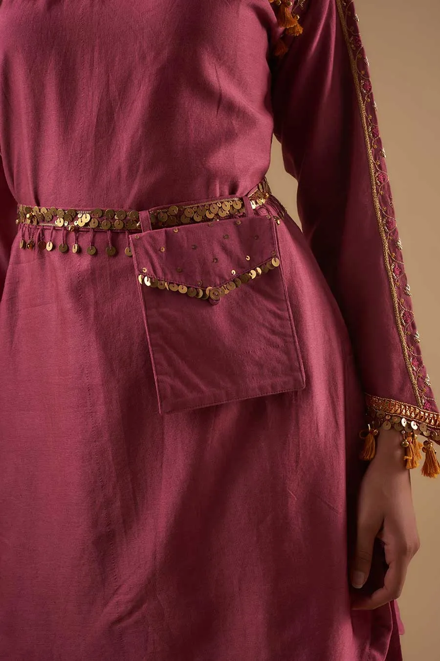 Plum Embroidered Kurta & Palazzo Set