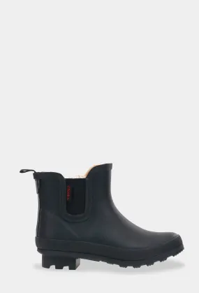 PLUSH CHELSEA RAIN BOOT- BLACK