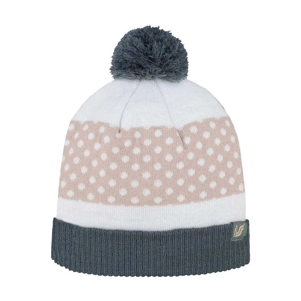 Polka Dot Cuffed Pom Beanie