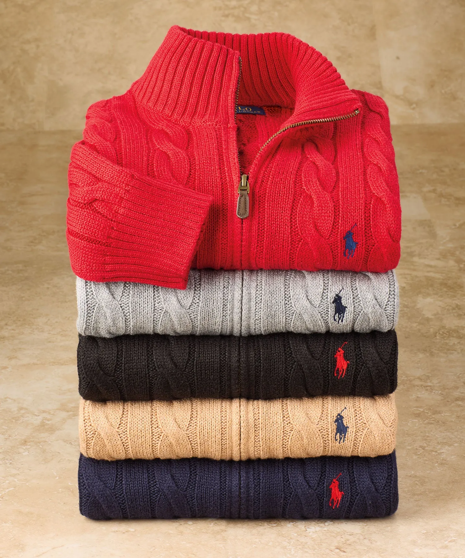 Polo Ralph Lauren Cotton Cable Half-Zip Sweater