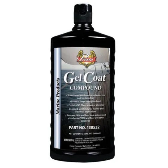 Presta 138532 Gel Coat Compound, 32 oz Bottle, White