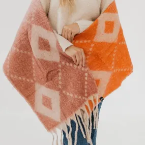 Pretty Simple | Diamond Fade Chunky Scarf: Orange/Pink/Cream